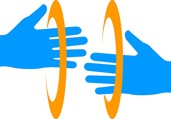 レンガ・タッチ&トーク　手話通訳付き 手話マーク（全日本ろうあ連盟）